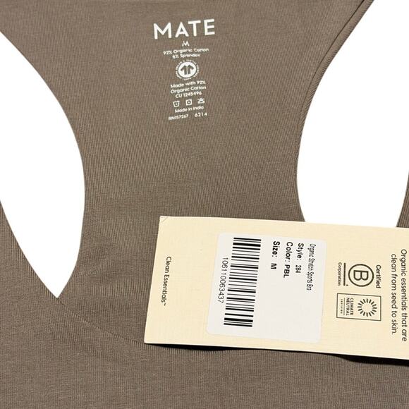 MATE the Label Organic Stretch Sports Bra Pebble M NWT $58 - Picture 4 of 4